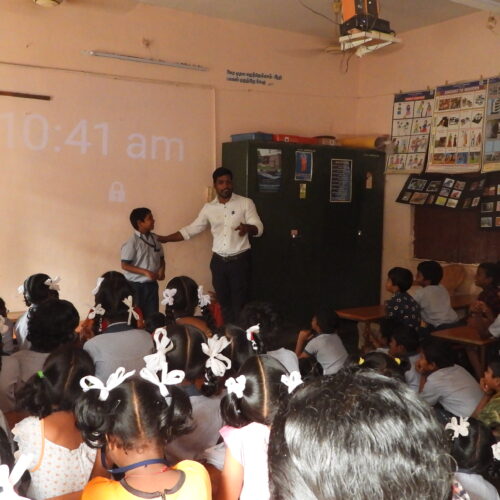 student interactive time Animal welfare School Awareness in Pondicherry-Bark India Charitable Trust